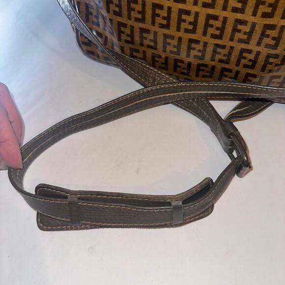 Authentic Fendi Zucca PVC Crossbody Bag Brown Monogram FF Logo Vintage Italy - Picture 2 of 14
